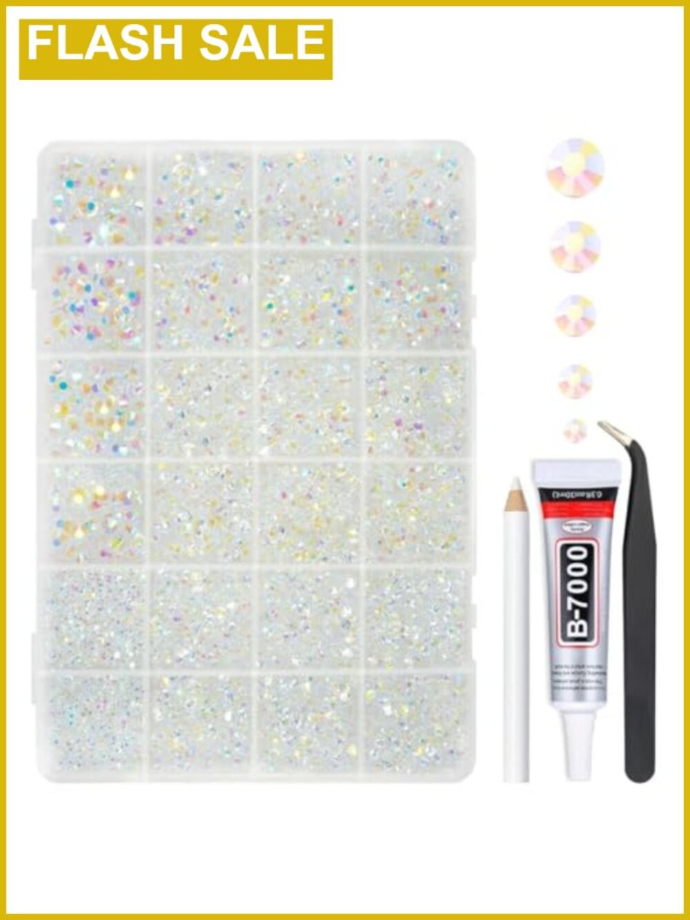 Transparent AB Resin Rhinestones with Glue, Craft Kit, 2-6mm